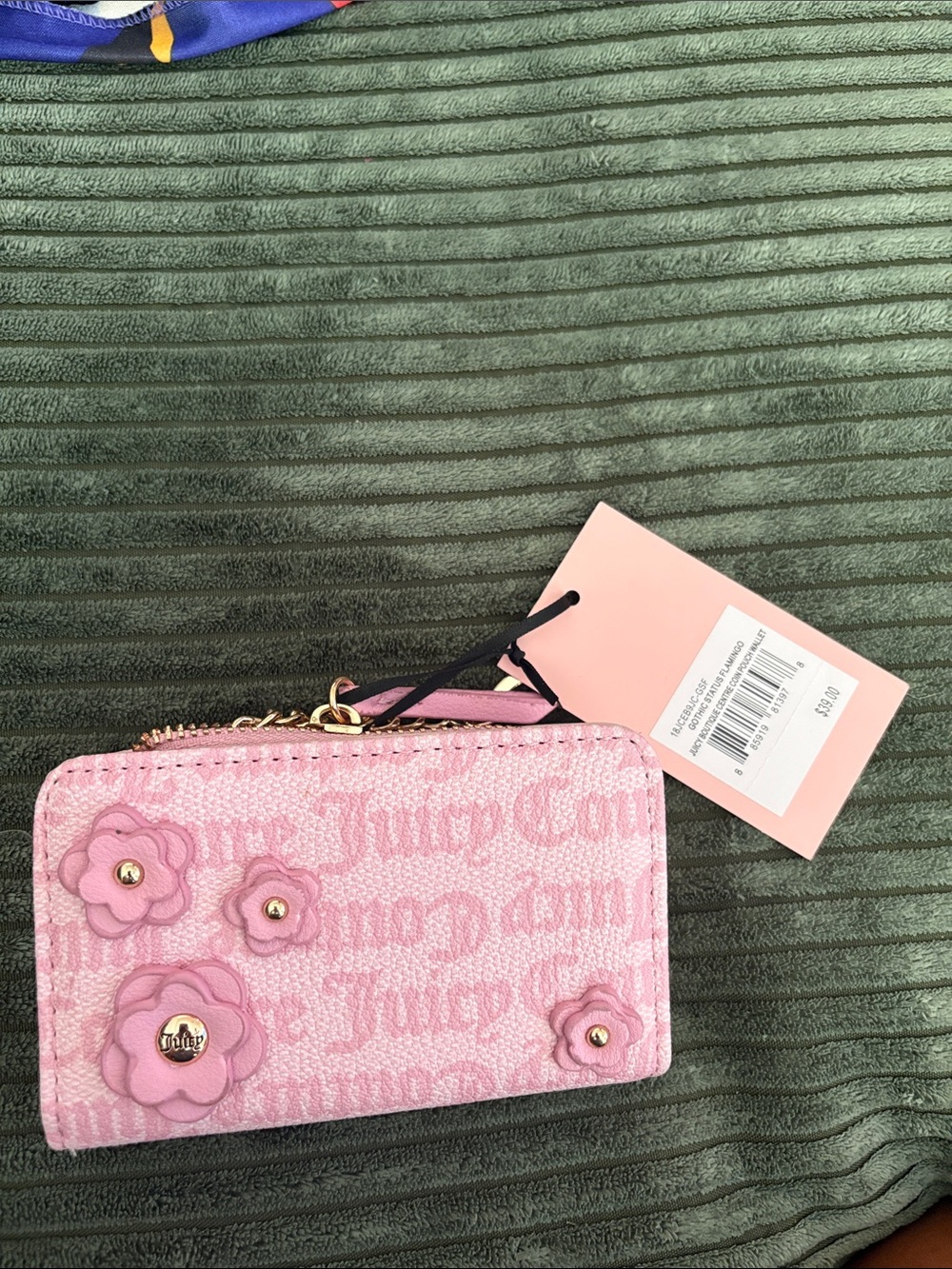 Juicy Couture Light Pink Floral Zip Card Case